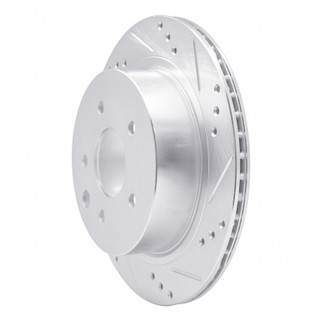 R1 02-06 Infiniti M45 Rear Right Drilled & Slotted Silver Brake Rotor