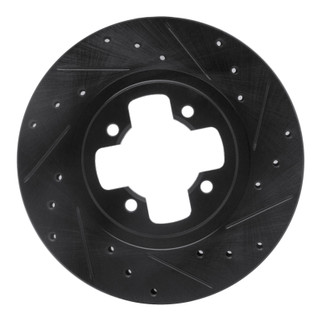 R1 81-88 Nissan Maxima Front Right Drilled & Slotted Black Brake Rotor