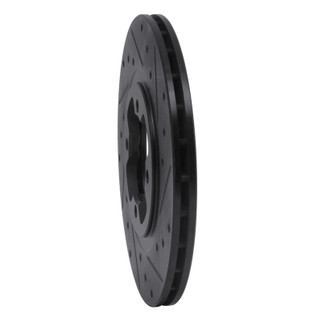 R1 81-88 Nissan Maxima Front Right Drilled & Slotted Black Brake Rotor