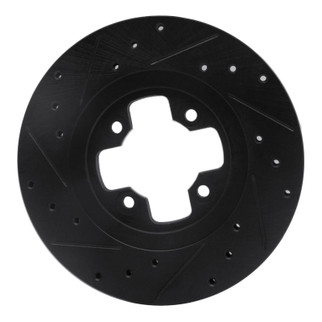 R1 81-88 Nissan Maxima Front Right Drilled & Slotted Black Brake Rotor