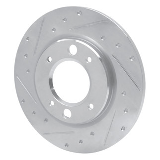 R1 71-89 Peugeot 505 Rear Left Drilled & Slotted Silver Brake Rotor