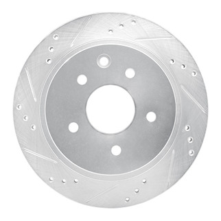 R1 02-06 Infiniti M45 Rear Left Drilled & Slotted Silver Brake Rotor