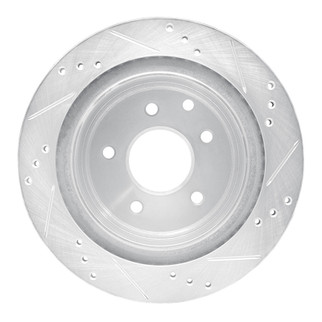 R1 02-06 Infiniti M45 Rear Left Drilled & Slotted Silver Brake Rotor