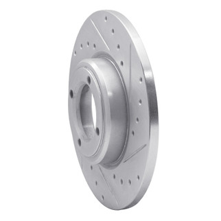 R1 69-89 Peugeot 504 Front Right Drilled & Slotted Silver Brake Rotor