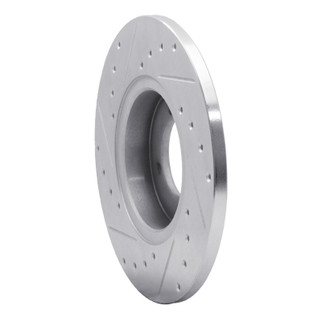 R1 69-89 Peugeot 504 Front Right Drilled & Slotted Silver Brake Rotor