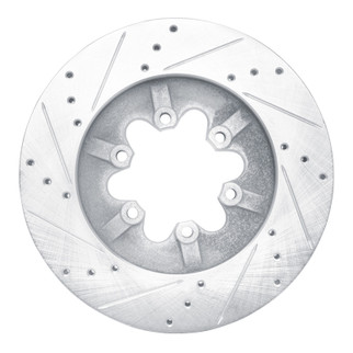 R1 09-12 Chevrolet Colorado Front Right Drilled & Slotted Silver Brake Rotor
