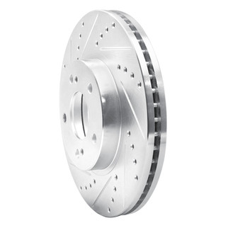 R1 97-01 Infiniti Q45 Front Left Drilled & Slotted Silver Brake Rotor