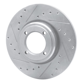 R1 69-89 Peugeot 504 Front Left Drilled & Slotted Silver Brake Rotor