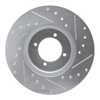 R1 69-89 Peugeot 504 Front Left Drilled & Slotted Silver Brake Rotor