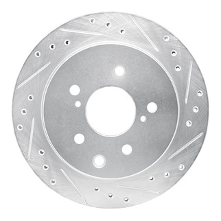 R1 93-01 Infiniti Q45 Rear Right Drilled & Slotted Silver Brake Rotor