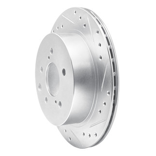 R1 93-01 Infiniti Q45 Rear Right Drilled & Slotted Silver Brake Rotor