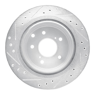 R1 93-01 Infiniti Q45 Rear Right Drilled & Slotted Silver Brake Rotor