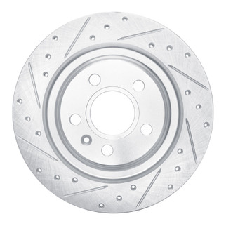 R1 19-25 Volvo XC40 Rear Left Drilled & Slotted Silver Brake Rotor