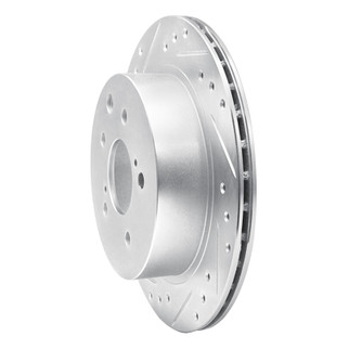 R1 93-01 Infiniti J30 Rear Left Drilled & Slotted Silver Brake Rotor