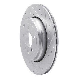 R1 10-13 Land Rover Range Rover Sport Rear Right Drilled & Slotted Silver Brake Rotor