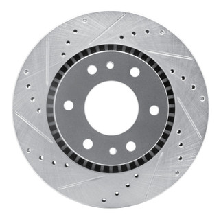 R1 06-09 Buick Rainier Front Left Drilled & Slotted Silver Brake Rotor
