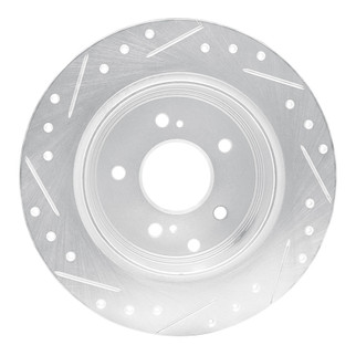 R1 90-96 Infiniti Q45 Rear Right Drilled & Slotted Silver Brake Rotor