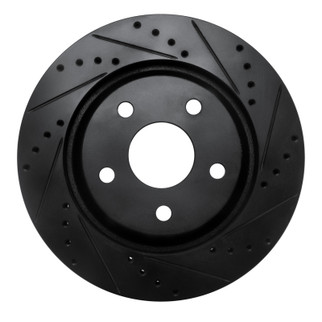 R1 12-18 Jeep Wrangler Front Right Drilled & Slotted Black Brake Rotor