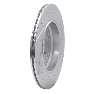 R1 10-13 Land Rover Range Rover Sport Rear Left Drilled & Slotted Silver Brake Rotor