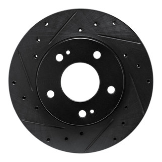 R1 98-98 Eagle TALON Front Left Drilled & Slotted Black Brake Rotor