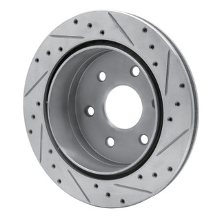 R1 03-05 Chevrolet Express 2500 Rear Left Drilled & Slotted Silver Brake Rotor