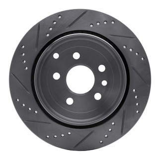 R1 08-12 Land Rover LR2 Rear Right Drilled & Slotted Silver Brake Rotor