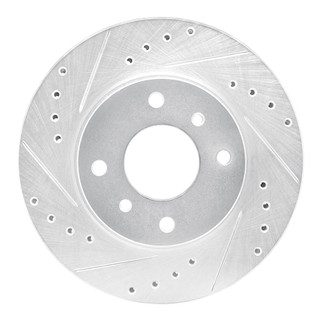 R1 90-92 Infiniti M30 Front Left Drilled & Slotted Silver Brake Rotor