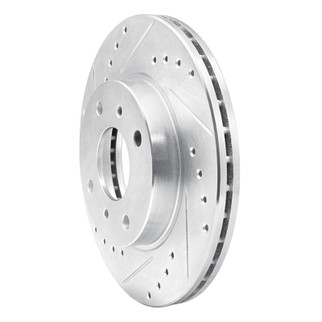 R1 90-92 Infiniti M30 Front Left Drilled & Slotted Silver Brake Rotor