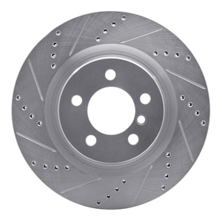 R1 06-09 Land Rover Range Rover Front Left Drilled & Slotted Silver Brake Rotor
