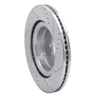 R1 06-09 Land Rover Range Rover Front Left Drilled & Slotted Silver Brake Rotor