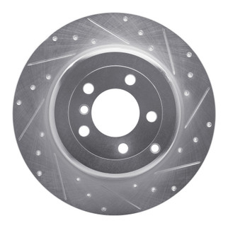 R1 03-05 Land Rover Range Rover Rear Right Drilled & Slotted Silver Brake Rotor