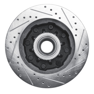 R1 93-95 Chevrolet G30 Front Left Drilled & Slotted Silver Brake Rotor
