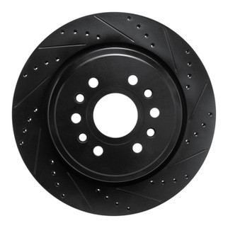 R1 21-25 Jeep Grand Wagoneer L Rear Right Drilled & Slotted Black Brake Rotor
