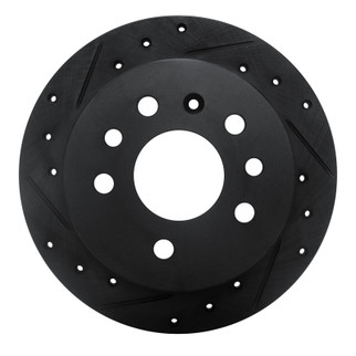 R1 94-96 Saab 900 Rear Left Drilled & Slotted Black Brake Rotor