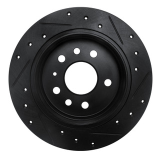 R1 94-96 Saab 900 Rear Left Drilled & Slotted Black Brake Rotor