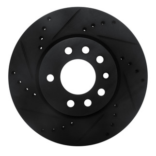 R1 94-96 Saab 900 Front Left Drilled & Slotted Black Brake Rotor