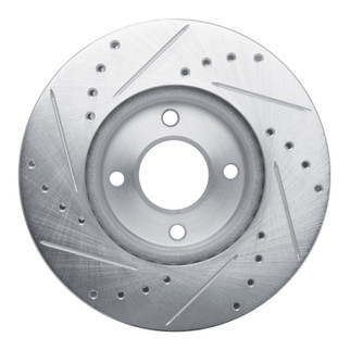 R1 17-25 Nissan Kicks Front Right Drilled & Slotted Silver Brake Rotor