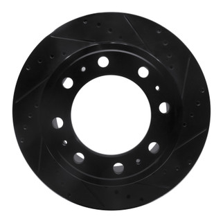 R1 19-25 Ram 3500 Rear Right Drilled & Slotted Black Brake Rotor