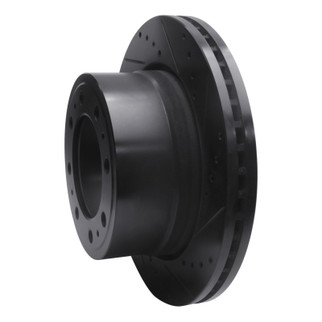 R1 19-25 Ram 3500 Rear Right Drilled & Slotted Black Brake Rotor