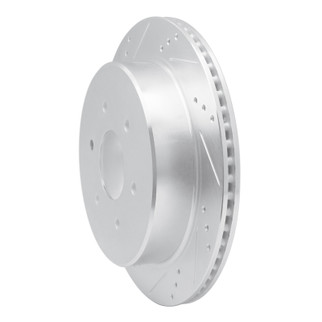 R1 17-24 Nissan Titan Rear Left Drilled & Slotted Silver Brake Rotor