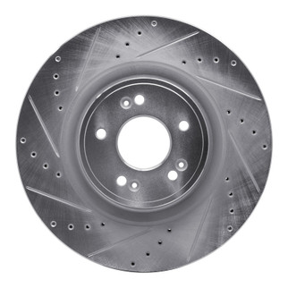 R1 18-20 Genesis G80 Front Left Drilled & Slotted Silver Brake Rotor
