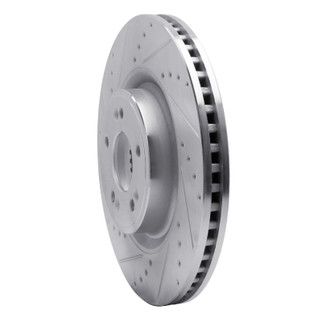 R1 18-20 Genesis G80 Front Left Drilled & Slotted Silver Brake Rotor