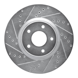 R1 07-17 Nissan Juke Front Left Drilled & Slotted Silver Brake Rotor
