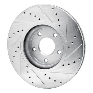 R1 07-17 Nissan Juke Front Left Drilled & Slotted Silver Brake Rotor