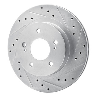 R1 87-89 Nissan 300ZX Rear Right Drilled & Slotted Silver Brake Rotor