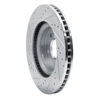 R1 18-23 Genesis G70 Front Right Drilled & Slotted Silver Brake Rotor