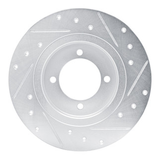 R1 75-82 Nissan 210 Front Left Drilled & Slotted Silver Brake Rotor