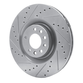 R1 08-11 Saab 9-3 Front Left Drilled & Slotted Silver Brake Rotor