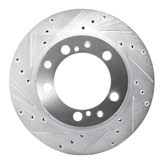 R1 87-97 Porsche 944 Except Turbo Rear Left Drilled & Slotted Silver Brake Rotor