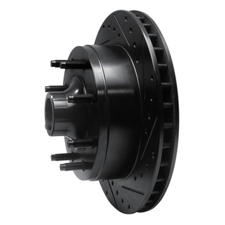 R1 80-85 Ford F-250 2WD (Excl Super Duty) Front Right Drilled & Slotted Black Brake Rotor
